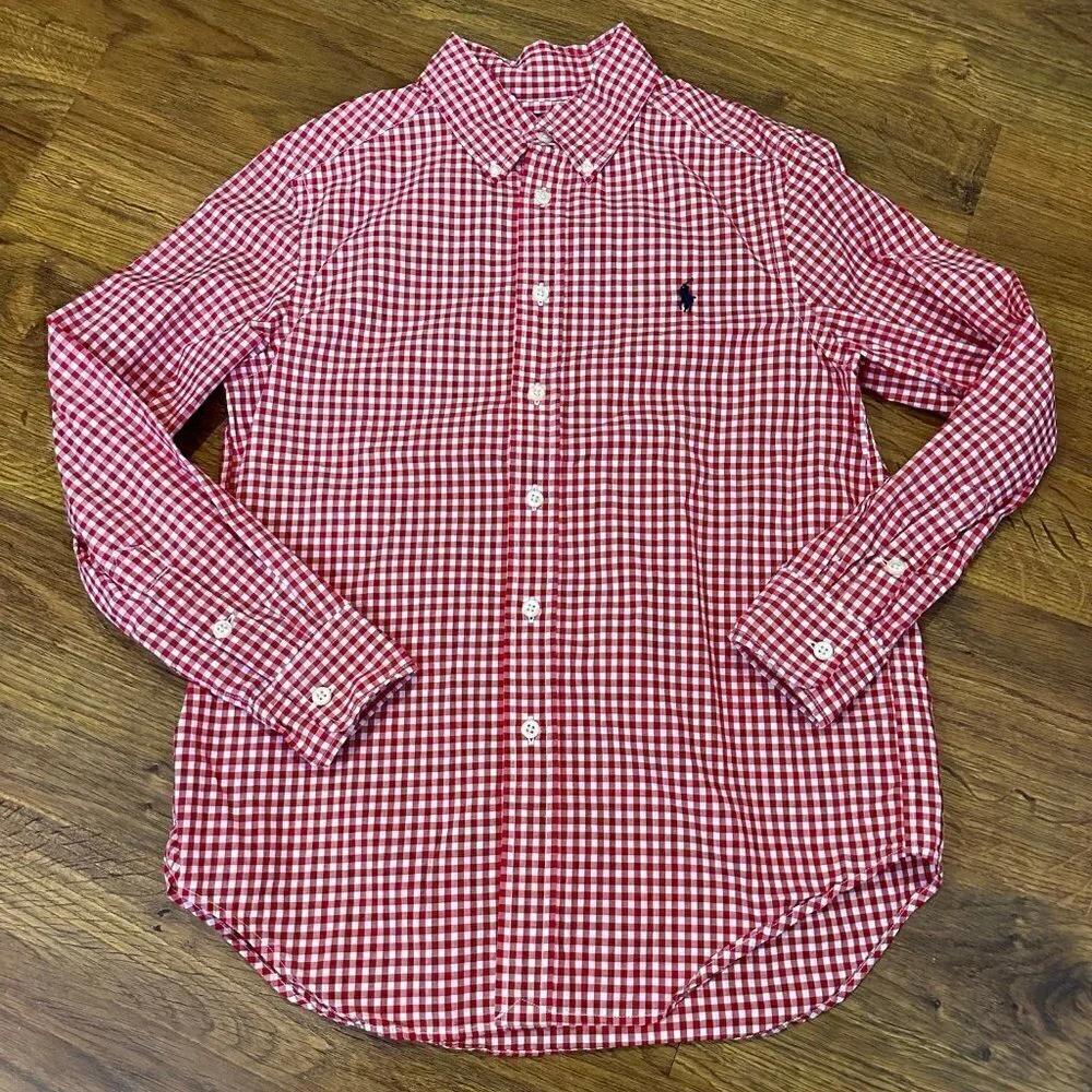Ralph Lauren gingham plaid button up shirt